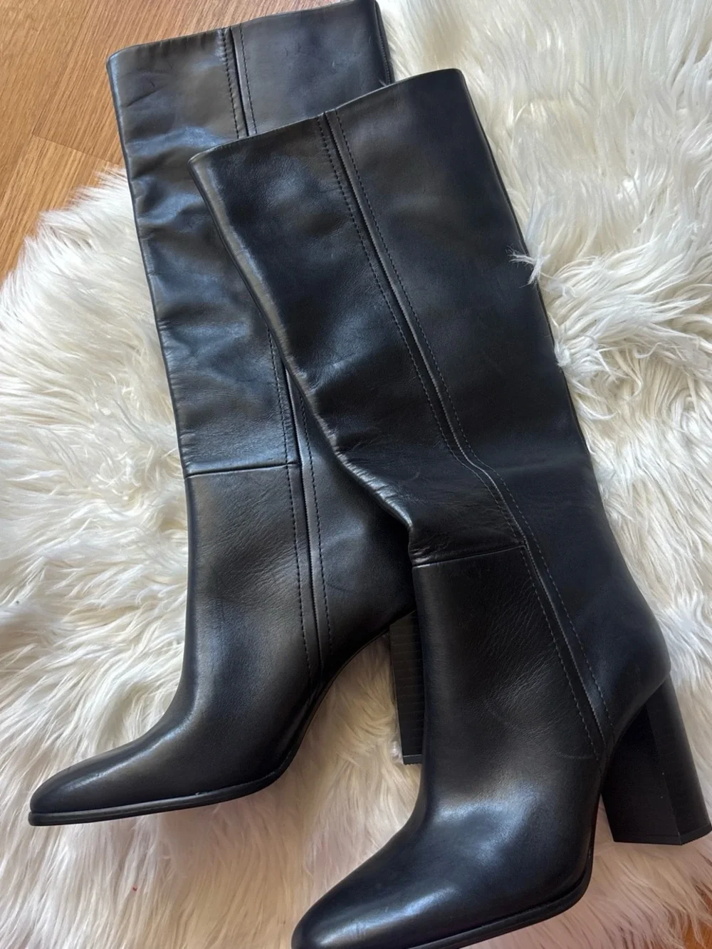 Zara Black Over-the-Knee Leather Boots